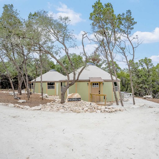 Luxurious Connected Yurt Cabins with Private Hot Tubs Near Canyon Lake, Texas Hill Country