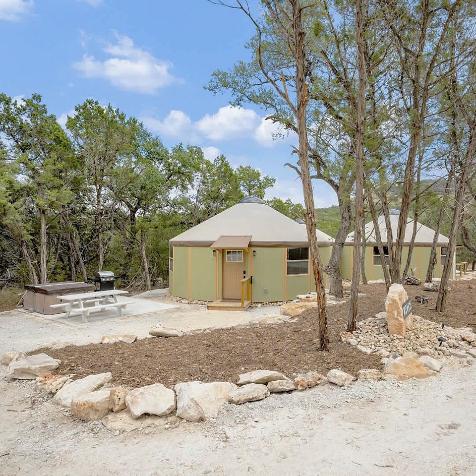 Luxurious Connected Yurt Cabins with Private Hot Tubs Near Canyon Lake, Texas Hill Country