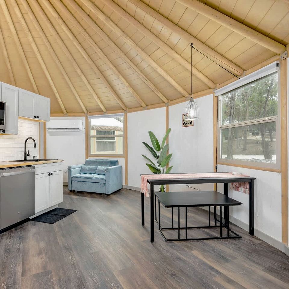 Luxurious Connected Yurt Cabins with Private Hot Tubs Near Canyon Lake, Texas Hill Country