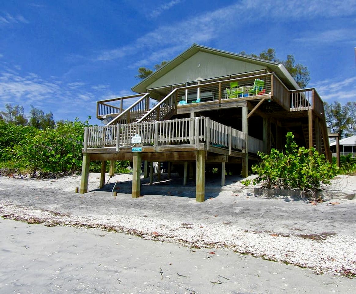 Stunning Secluded Beach House Right on the Sand for the Ultimate Relaxing Escape by the Coast on Little Gasparilla Island, Florida