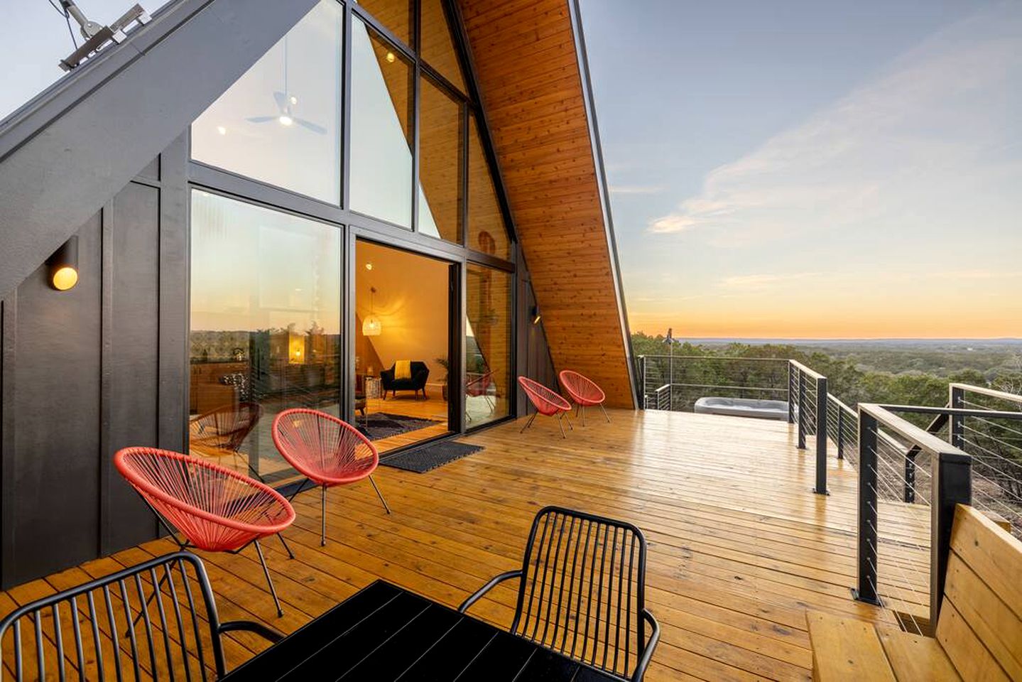 Modern and Secluded A-Frame with a Hot Tub for a Romantic Texas Hill Country Getaway