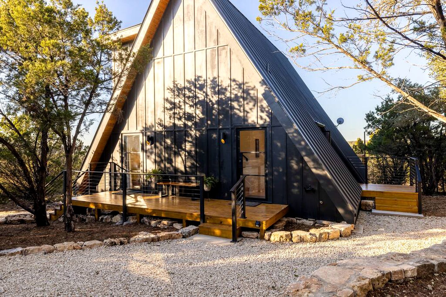 Modern and Secluded A-Frame with a Hot Tub for a Romantic Texas Hill Country Getaway