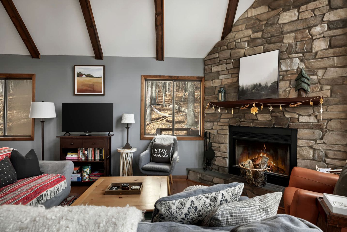 Beautiful A Frame Surrounded by Trees and Fire Pit Provided in Rock Gap, West Virginia