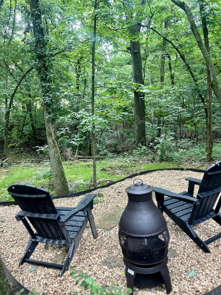 Enchanting Mountain Glamping Tents with Elevated Decks and Fire Pit Near Gentry, AR