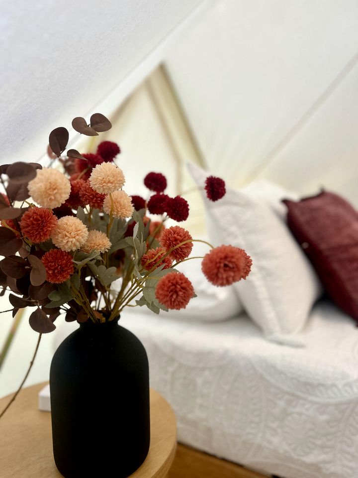 Enchanting Mountain Glamping Tents with Elevated Decks and Fire Pit Near Gentry, AR