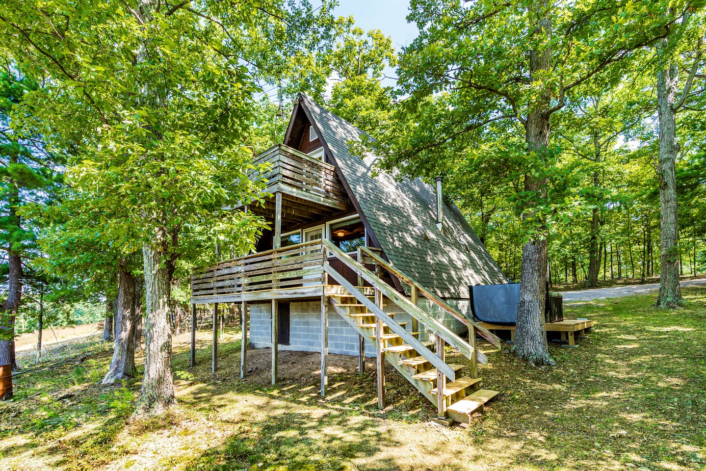 Traditional A-Frame Cabin with Stunning Views, Hot Tub, Deck, Grill and Fire Pit Near Cacapon State Park in Berkeley Springs, WV
