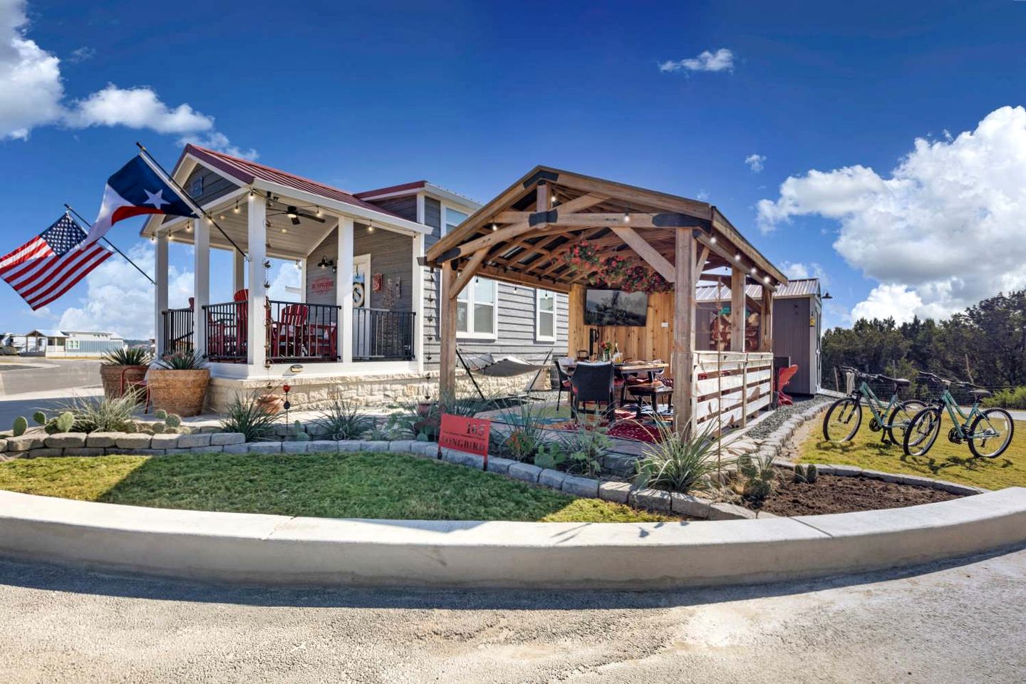 Stylish and Whimsical Tiny Home Retreat with Private Outdoor Oasis, Fire Pit, and Starry Hill Country Views Near Fredericksburg, TX