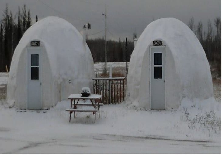 Twin igloos in Cochrane, Ontario