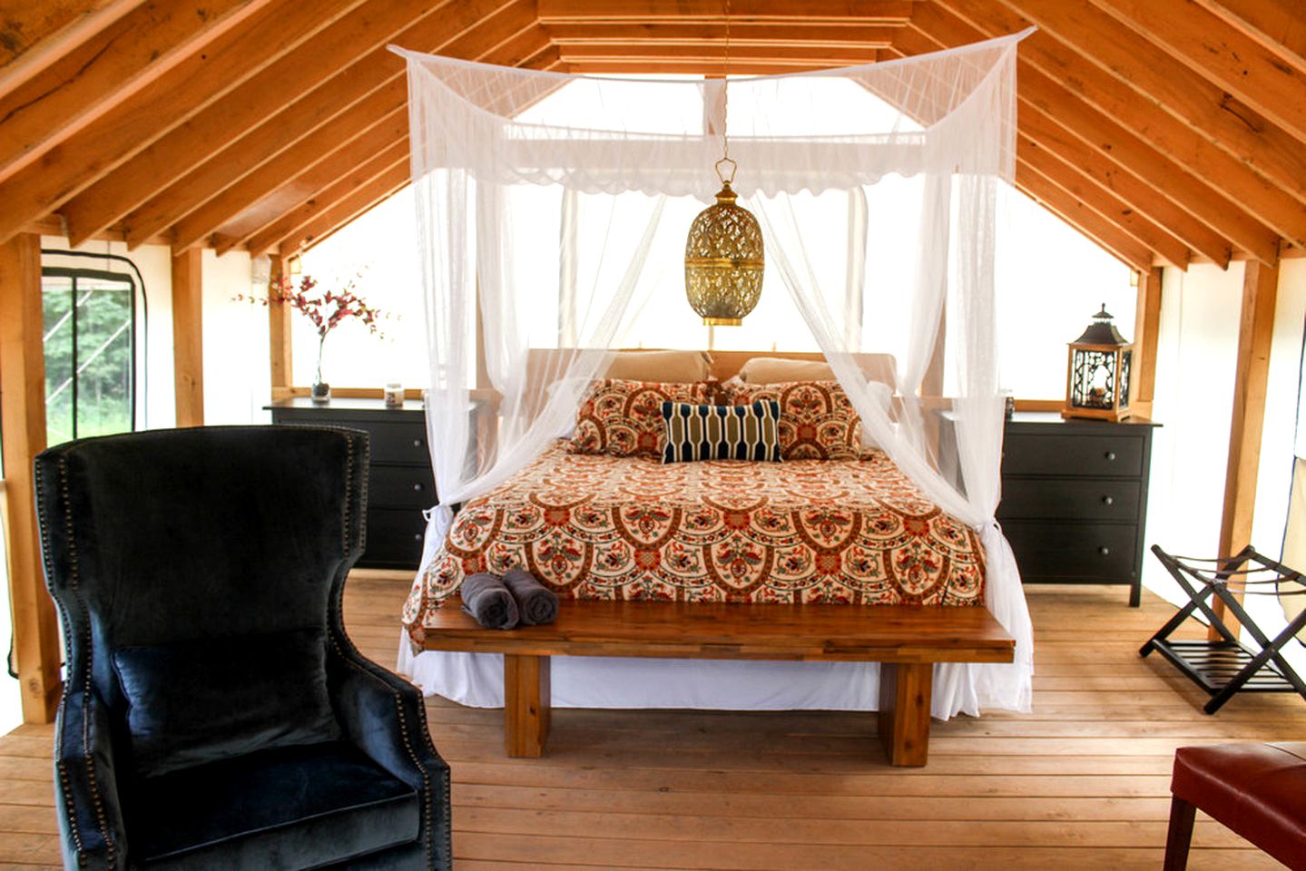 Beautiful Safari Tent Rental for Unique Outdoor Vacation near Oneonta, New York