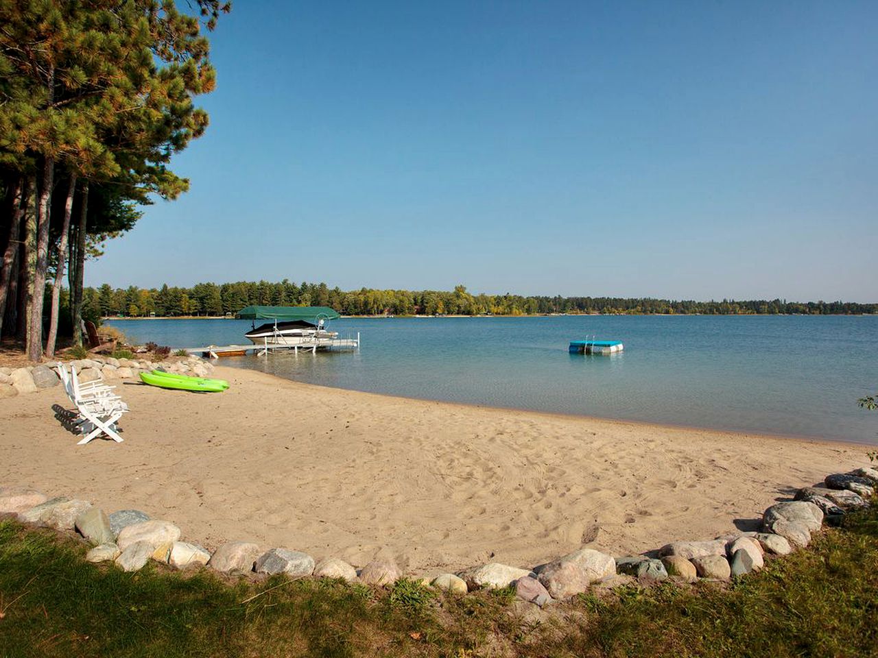 Lakefront Luxury Cabin with Private Beach near Bemidji, Minnesota