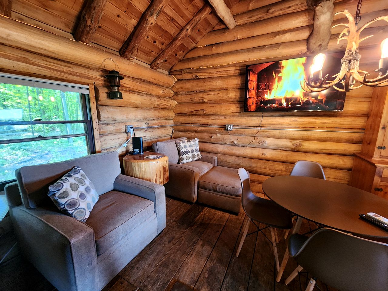 Secluded Rustic Cabins with Private Pond & Trails near ORV Routes in White Cloud, Michigan
