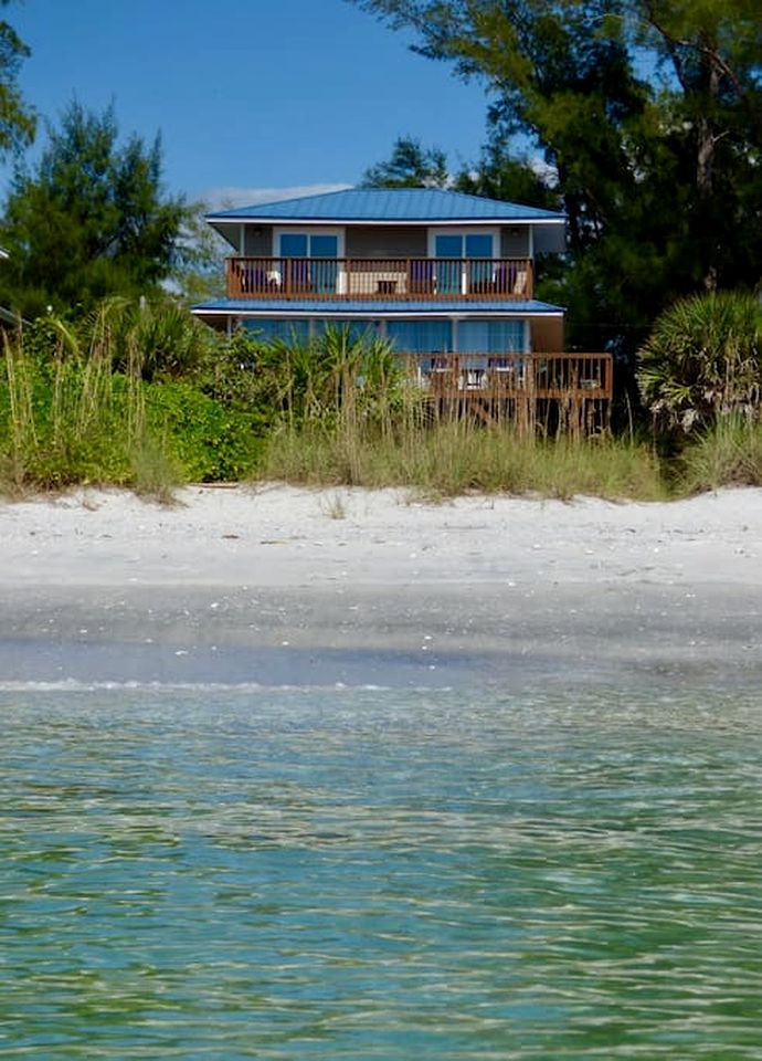 Secluded Beachfront Vacation Home with Private Boardwalk on Little Gasparilla Island near Boca Grande, Florida