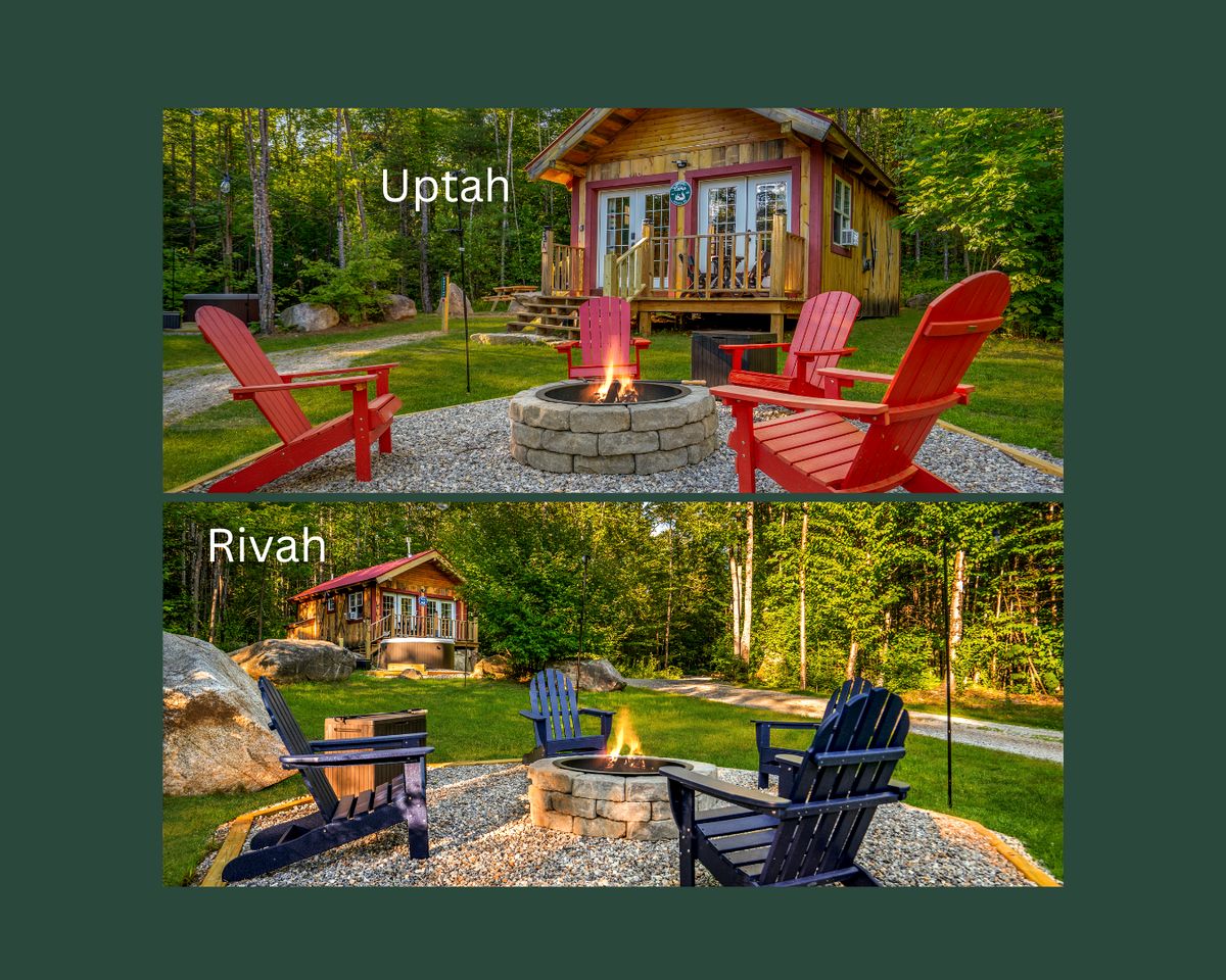 Peaceful Woodland Escape with Two Cabins, Firepit Nights & Hot Tubs in Bethel, Maine