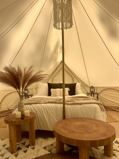 Enchanted Woodland Glamping Tent with Fire Pit & Clubhouse Kitchen Access Near Gentry, Arkansas