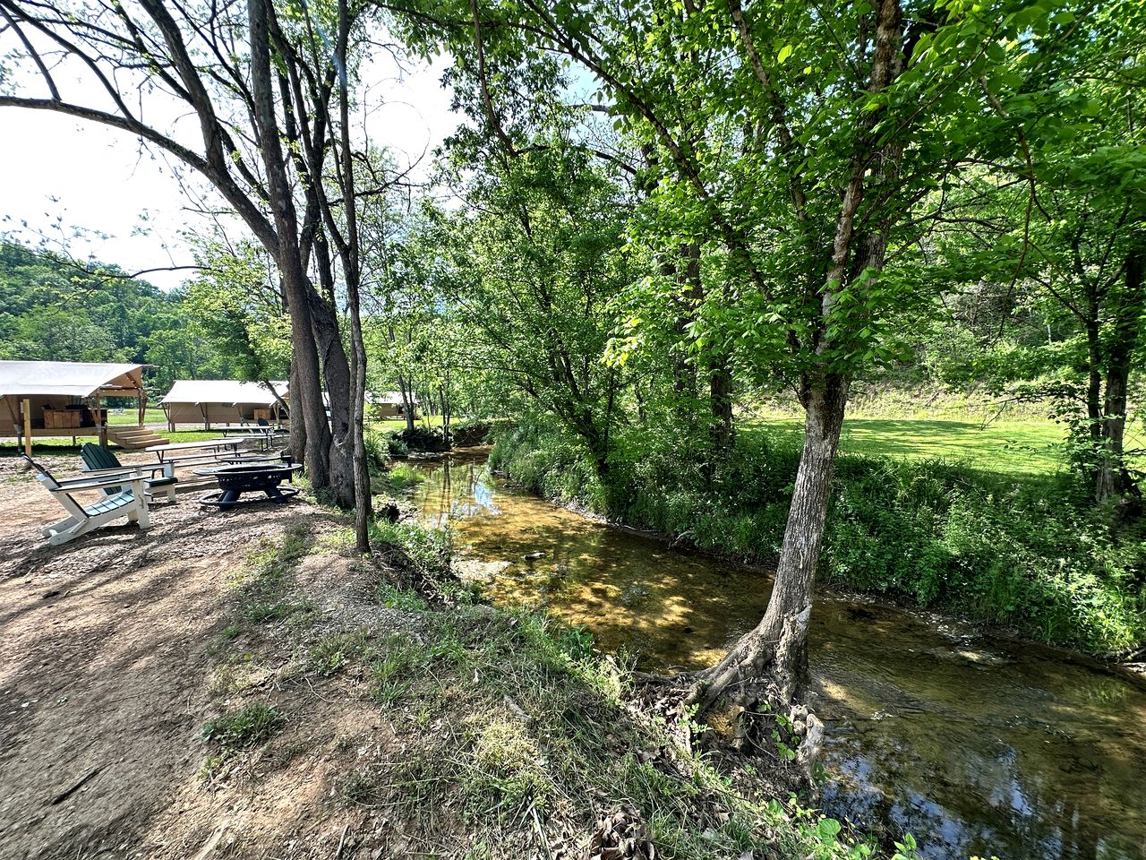 Enchanting Creekside Safari Tent Haven near Smoky Mountain in Tennessee