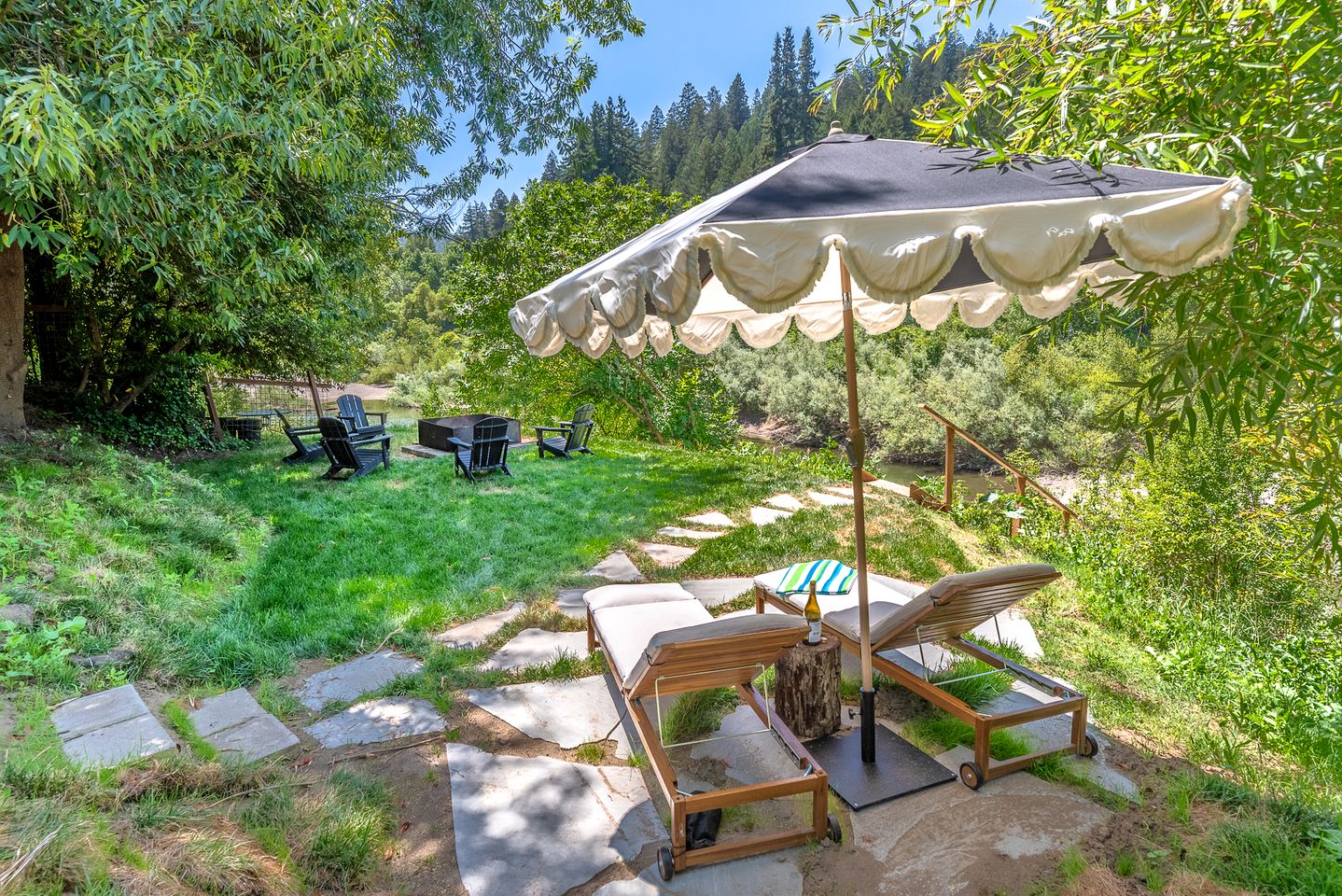 Stylish Riverfront Retreat with Private Dock & Hot Tub near Wineries in Forestville, California