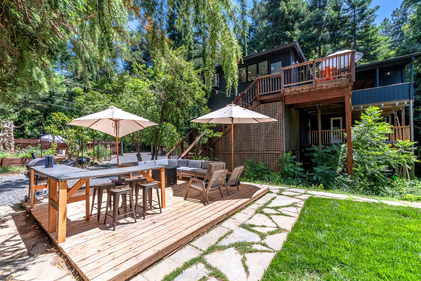 Stylish Riverfront Retreat with Private Dock & Hot Tub near Wineries in Forestville, California