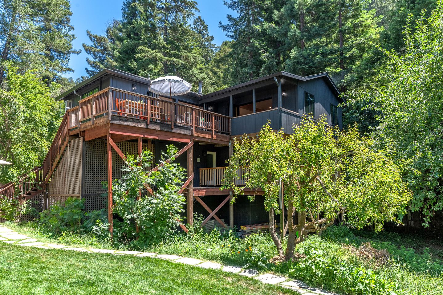 Stylish Riverfront Retreat with Private Dock & Hot Tub near Wineries in Forestville, California