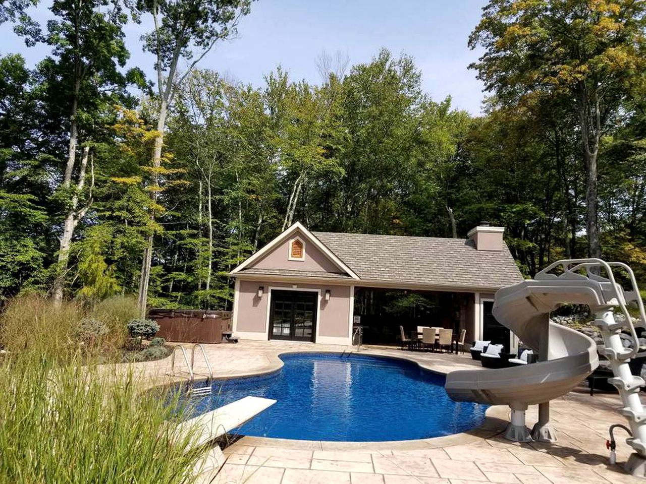 Glamorous Cottage Rental with Outdoor Lounge and Pool on 40 Acres in Pine Bush, New York