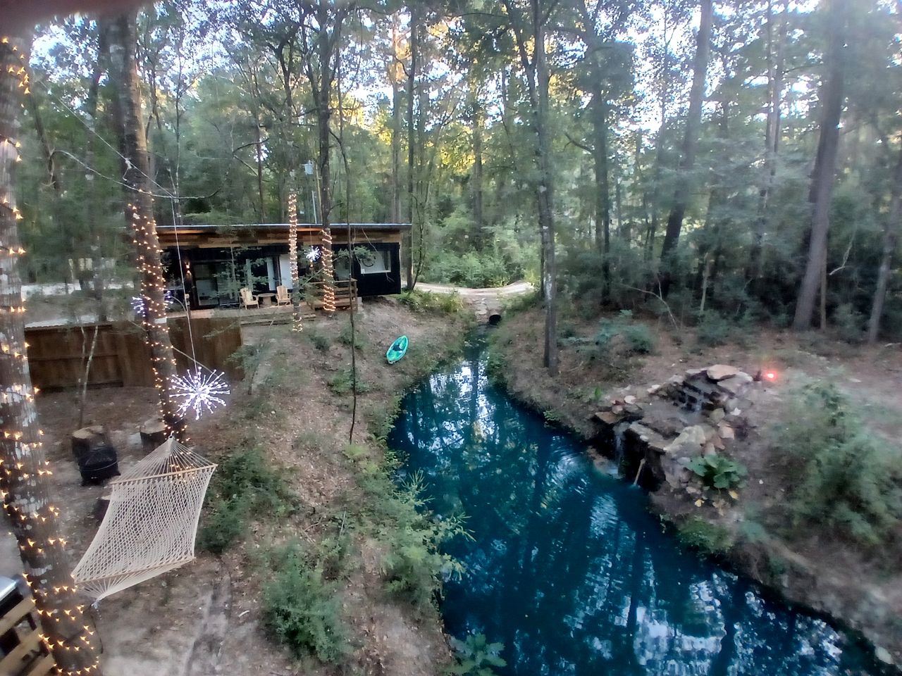 Serene Forest Retreat Home with Waterfall Pool, Creek & Kayak Access near Houston, Grimes County, Texas