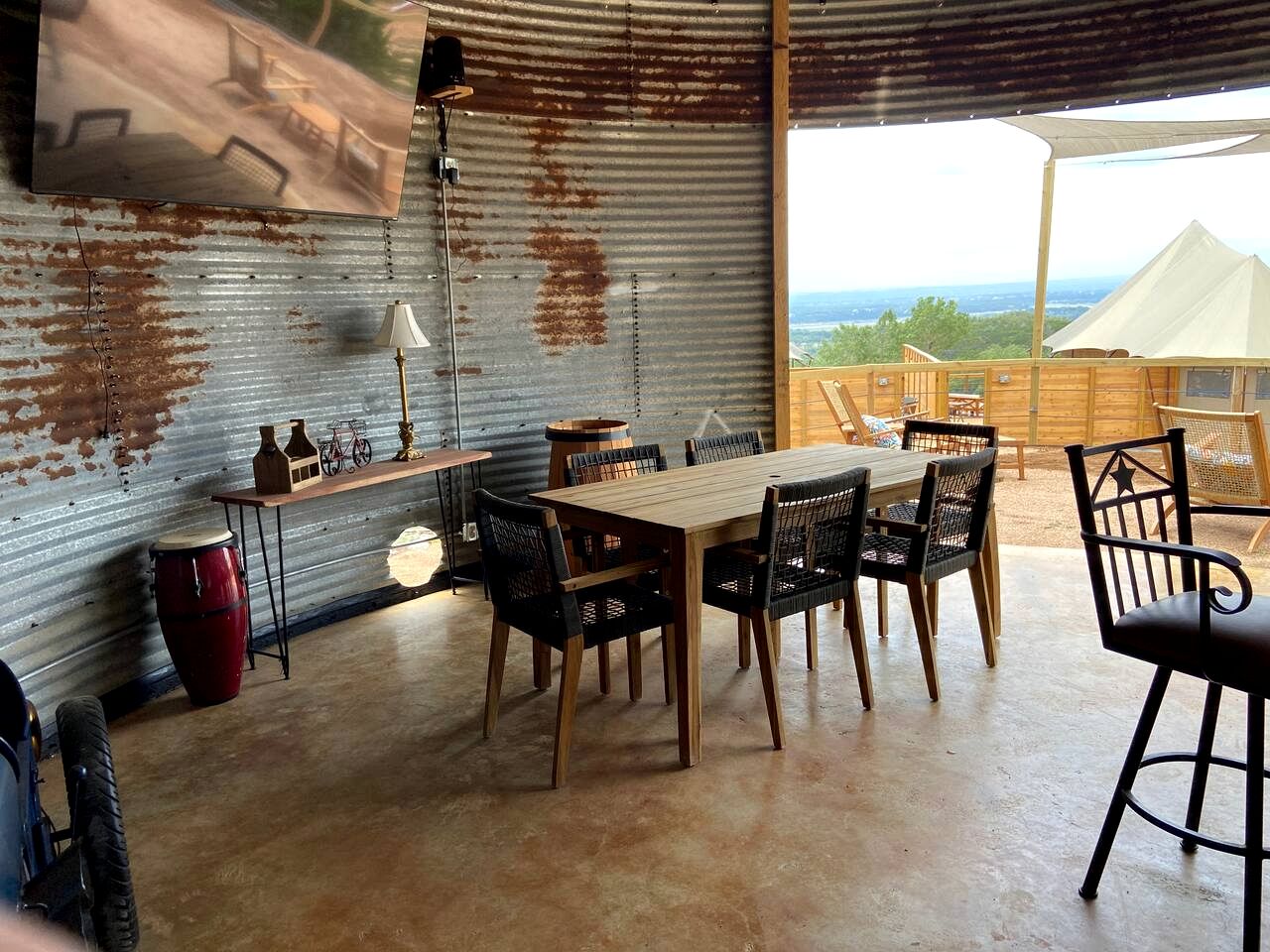 Luxury Hilltop Safari Tent with Private Hot Tub near Lake Travis in Marble Falls, Texas