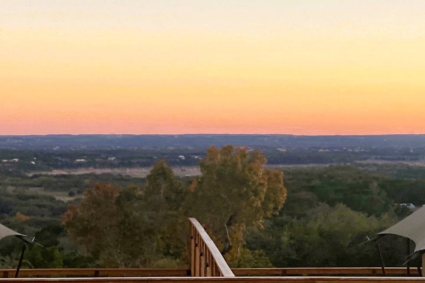 Luxury Hilltop Safari Tent with Private Hot Tub near Lake Travis in Marble Falls, Texas