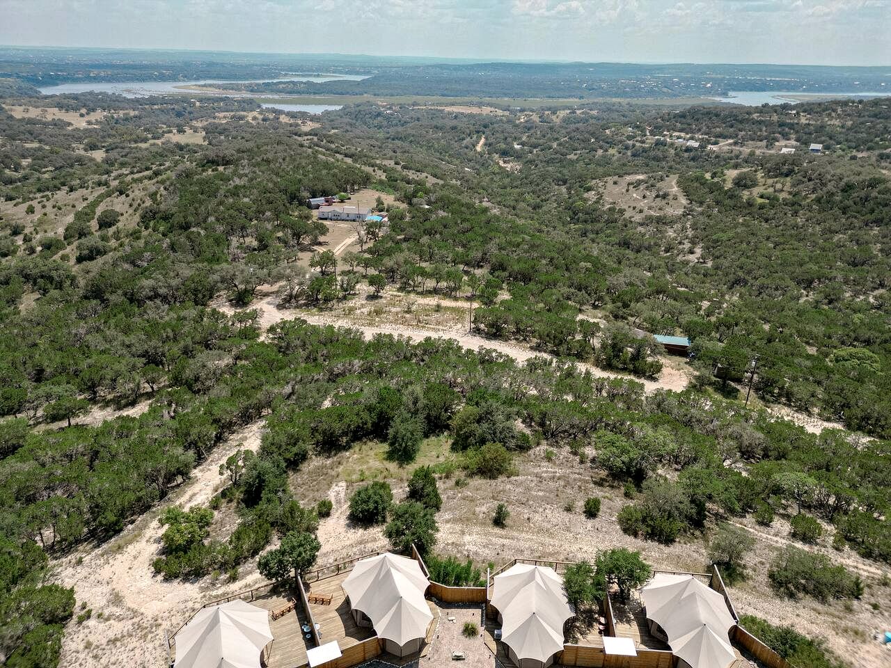 Luxury Hilltop Safari Tent with Private Hot Tub near Lake Travis in Marble Falls, Texas
