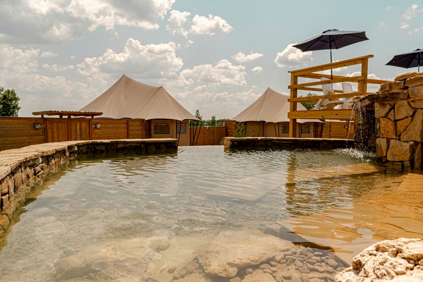 Premium Lakeview Safari Tent Getaway with Private Deck near Lake Travis in Marble Falls, Texas
