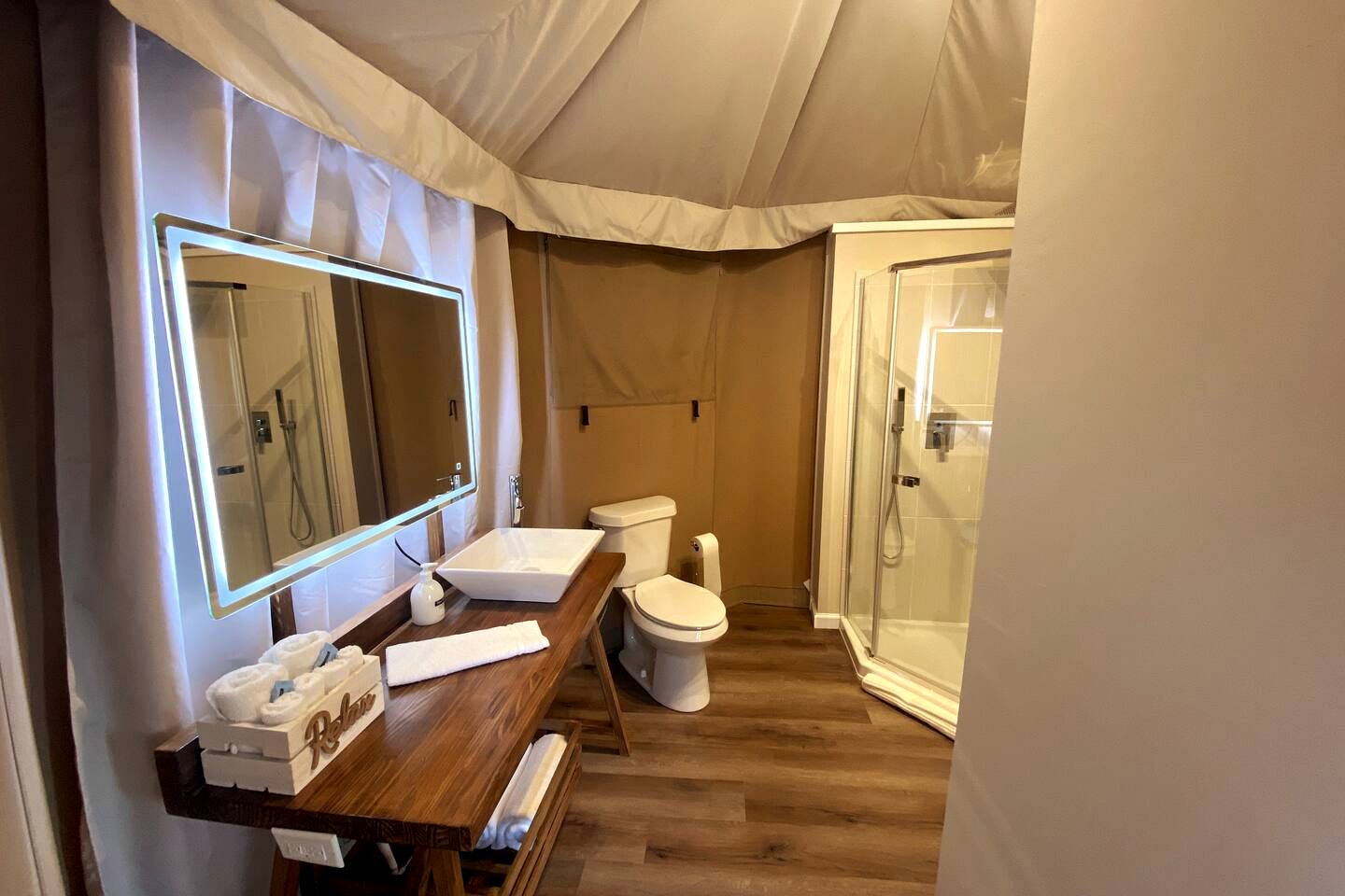 Premium Lakeview Safari Tent Getaway with Private Deck near Lake Travis in Marble Falls, Texas