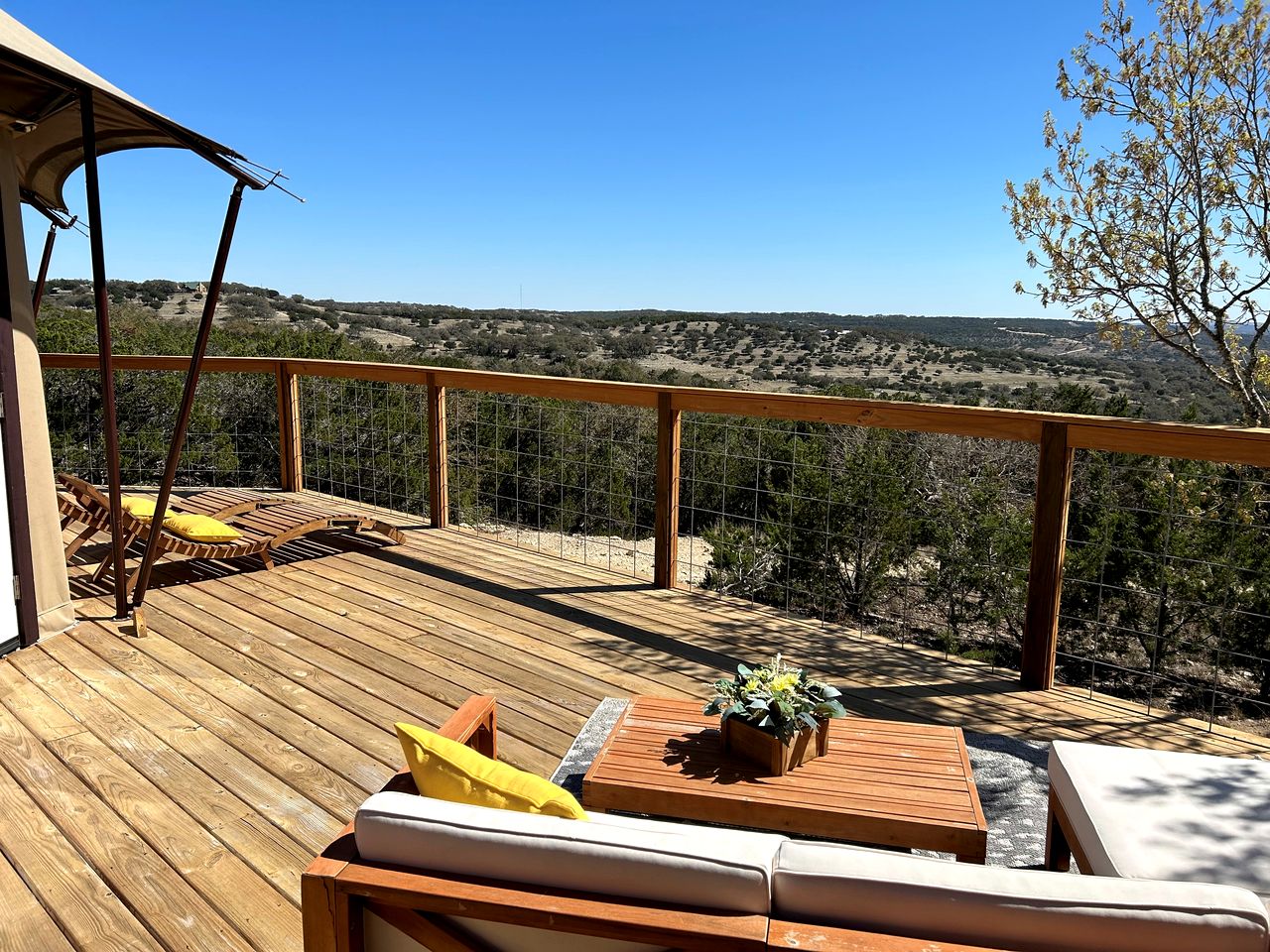 Premium Lakeview Safari Tent Getaway with Private Deck near Lake Travis in Marble Falls, Texas