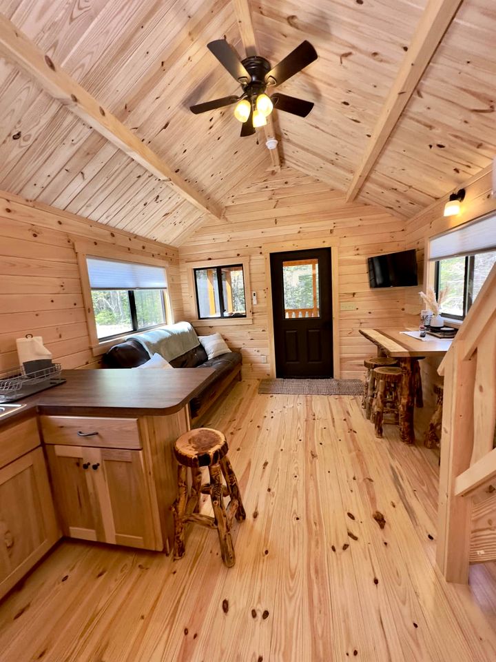 Pretty Wooden Rustic Cabin with Barbecue and Fire Pit in Steuben, Maine