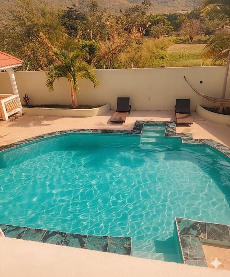 Scenic Poolside Sanctuary with Gazebo Hangout and Mountain Views in Manchester, Jamaica
