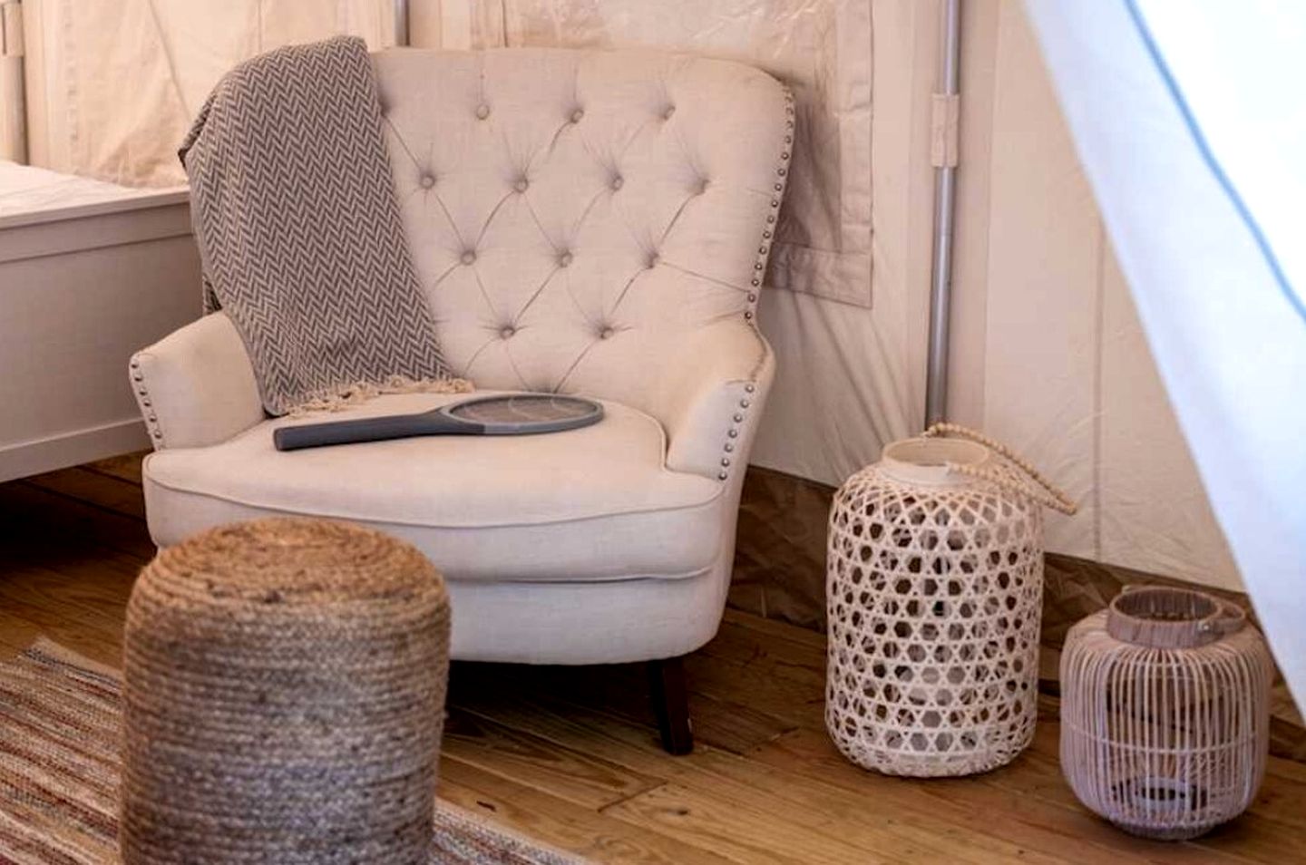 Boutique Queen Suite Glamping Tent with Two Queen Beds, Patio Dining, Grill, Pet Friendly in Broadalbin, New York