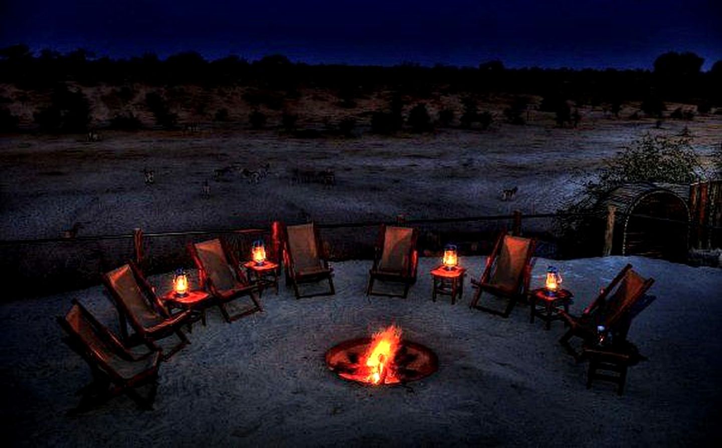 Raised Riverside Thatch Chalets on Boteti River in Botswana