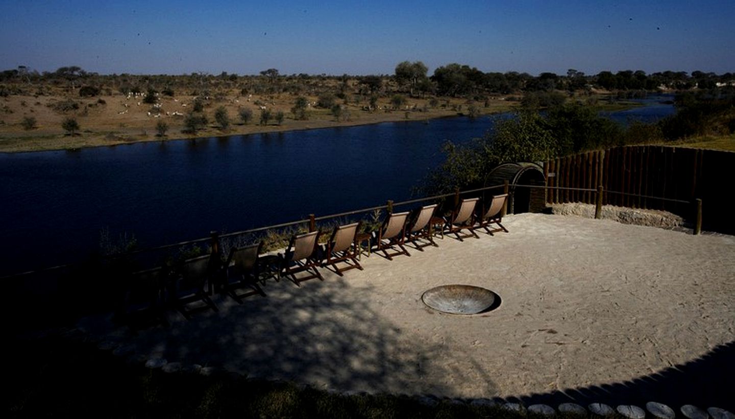 Raised Riverside Thatch Chalets on Boteti River in Botswana