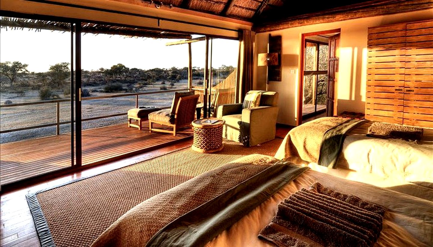 Raised Riverside Thatch Chalets on Boteti River in Botswana