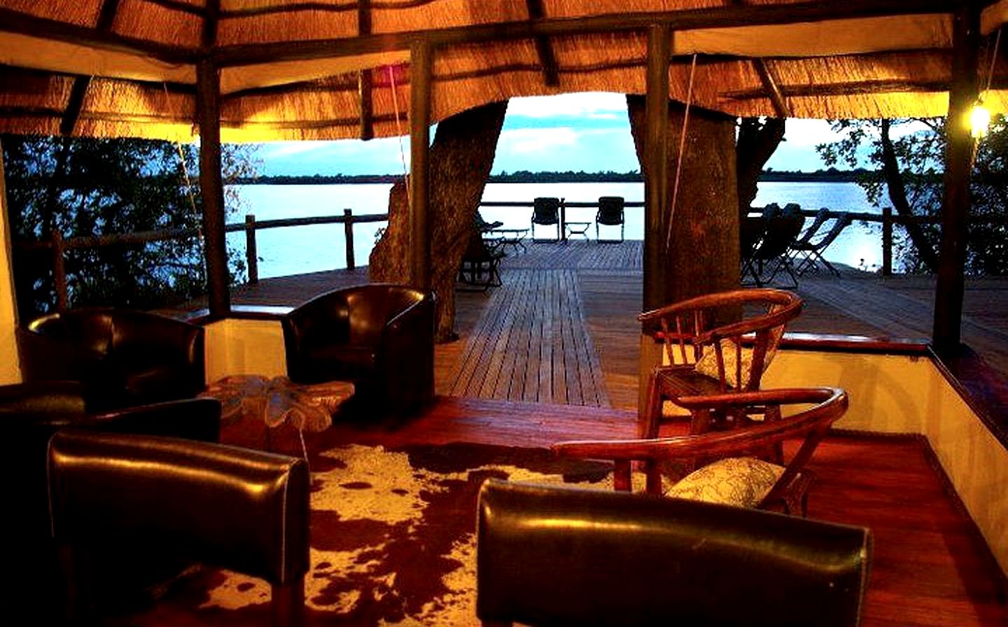 Raised Thatch and Reed Chalets on Xugana Lagoon of Botswana