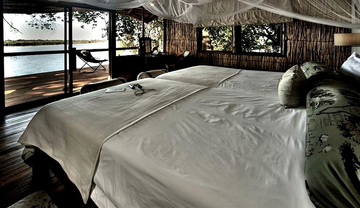 Raised Thatch and Reed Chalets on Xugana Lagoon of Botswana