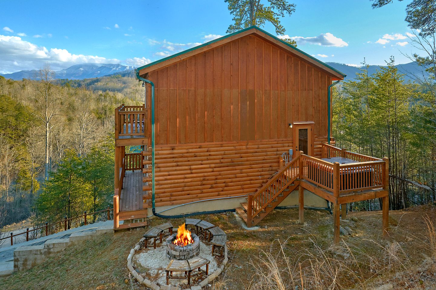 Striking Pigeon Forge Vacation Cabin with a Hot Tub and Pool