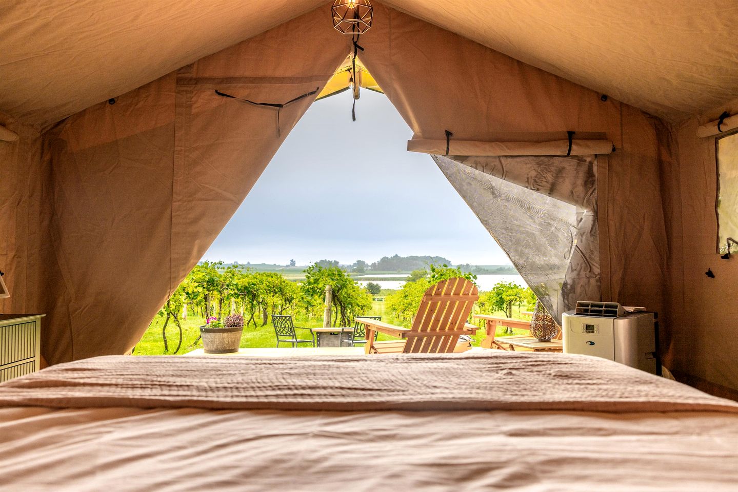 Rustic Vineyard Glamping Tent with Wine Tastings near Lakes and Trails in Currie, Minnesota
