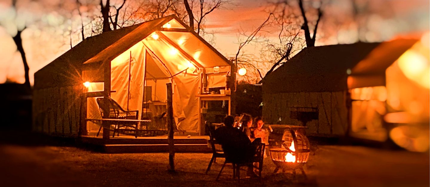 Relaxing Family-Friendly Glamping Rental in Marion, Texas: Luxurious Safari Tent on the Cibolo Creek