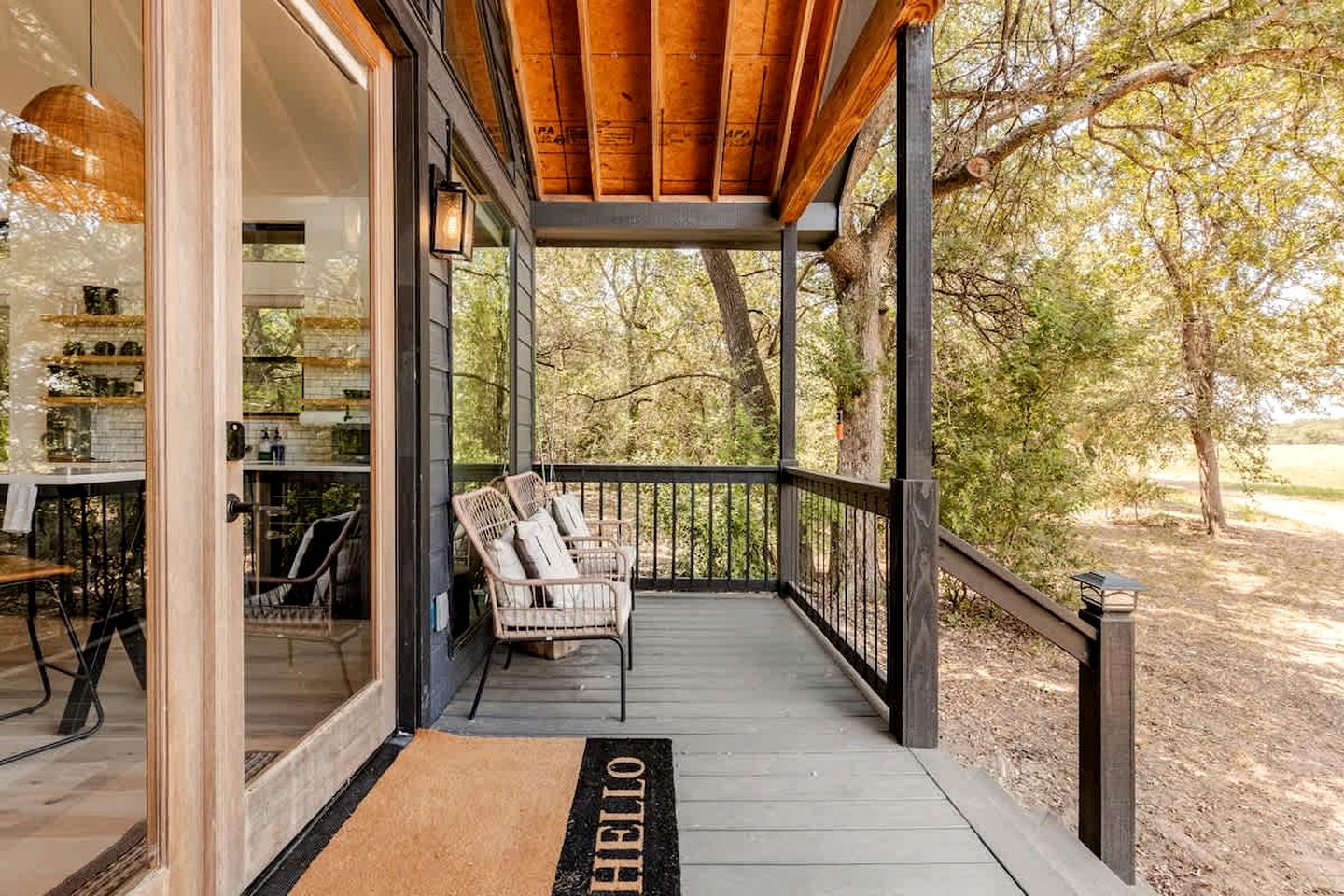 Modern Farmstay Cabin with Friendly Animals, Pond Views & Nature Trails Near Cedar Creek, Texas