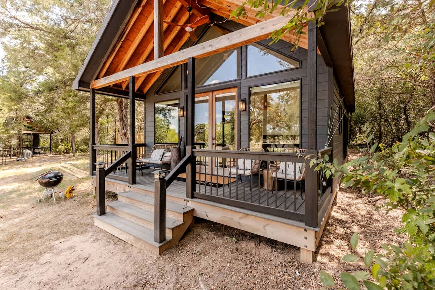 Modern Farmstay Cabin with Friendly Animals, Pond Views & Nature Trails Near Cedar Creek, Texas