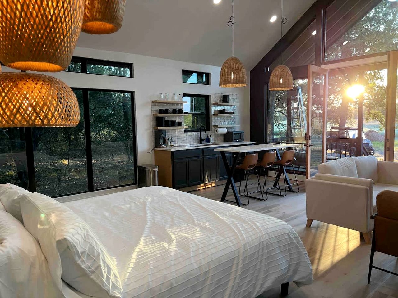 Modern Farmstay Cabin with Friendly Animals, Pond Views & Nature Trails Near Cedar Creek, Texas