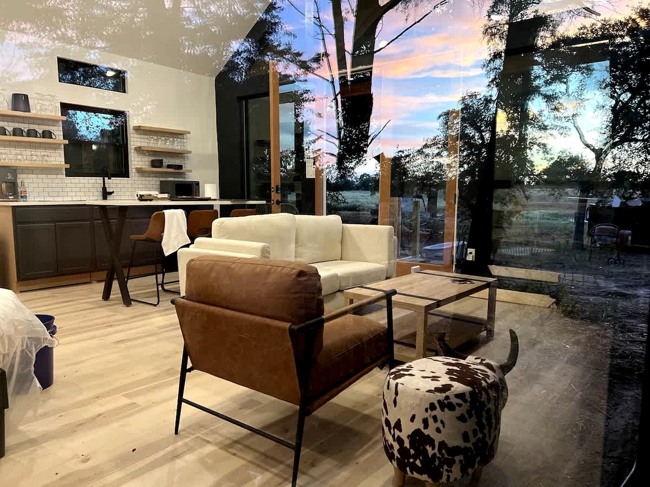 Modern Farmstay Cabin with Friendly Animals, Pond Views & Nature Trails Near Cedar Creek, Texas