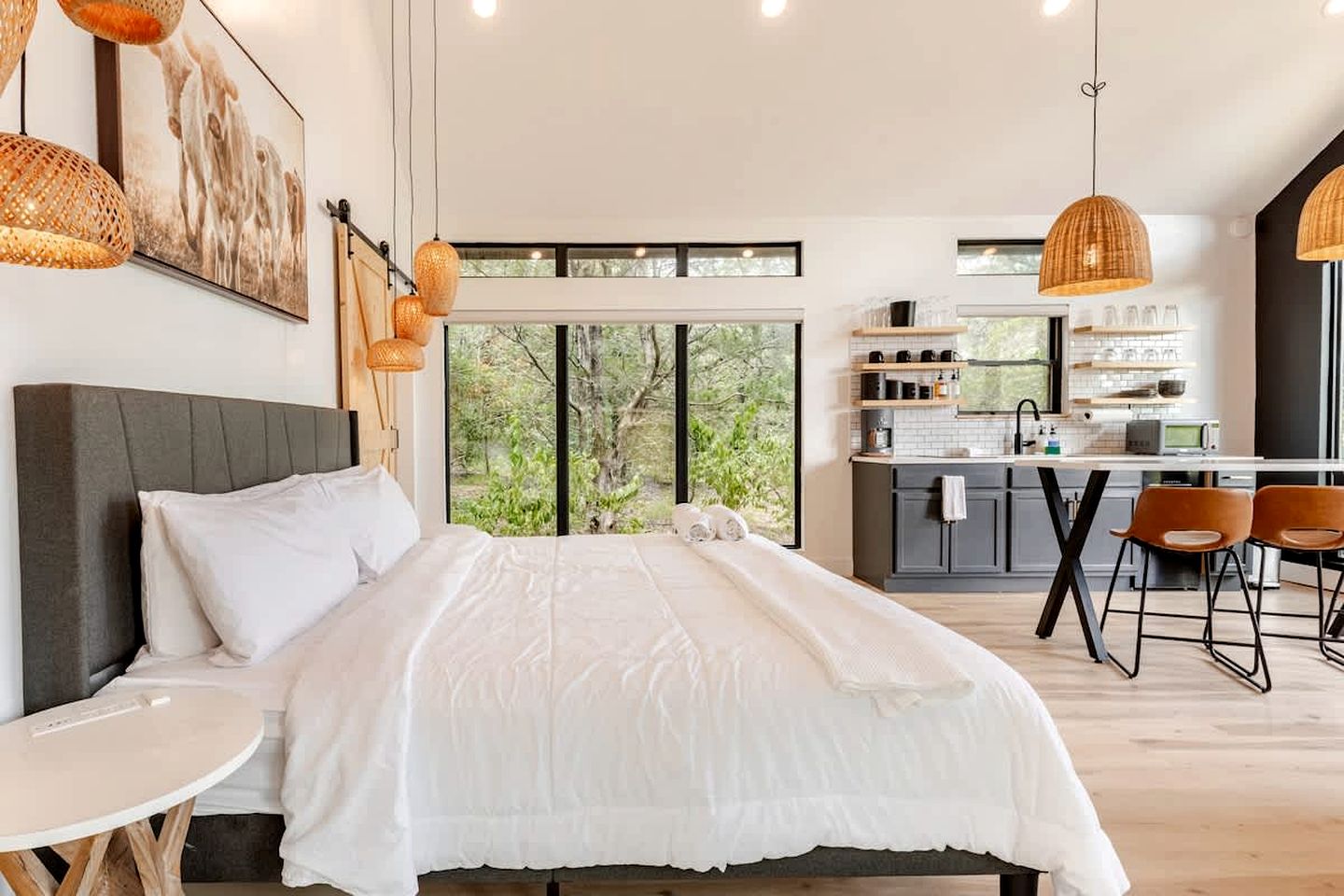 Modern Farmstay Cabin with Friendly Animals, Pond Views & Nature Trails Near Cedar Creek, Texas