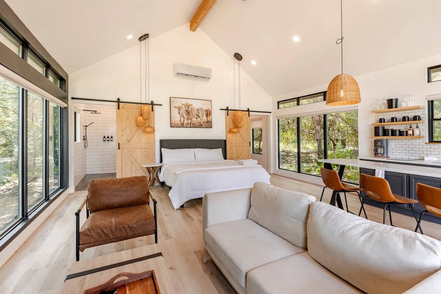 Modern Farmstay Cabin with Friendly Animals, Pond Views & Nature Trails Near Cedar Creek, Texas