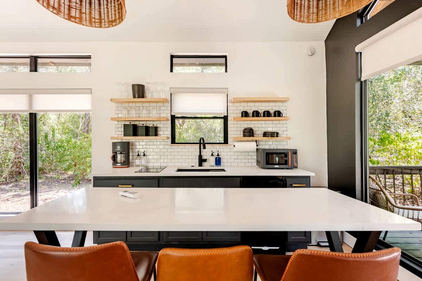 Tranquil Modern Cabin with Friendly Farm Animals & Pond Views Near Cedar Creek, Texas