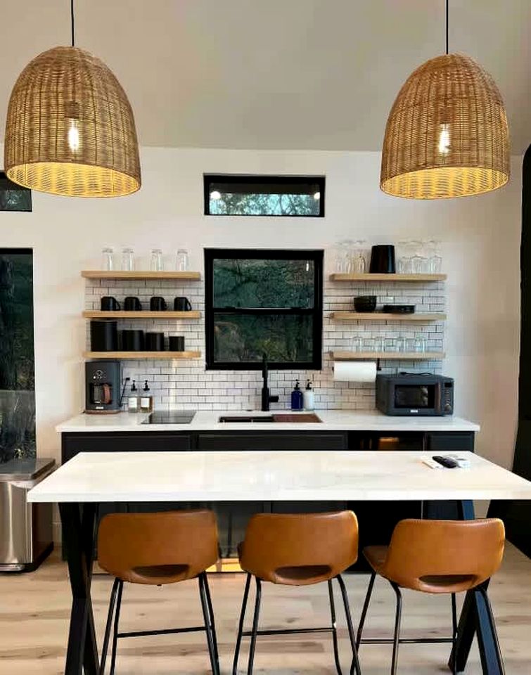 Tranquil Modern Cabin with Friendly Farm Animals & Pond Views Near Cedar Creek, Texas