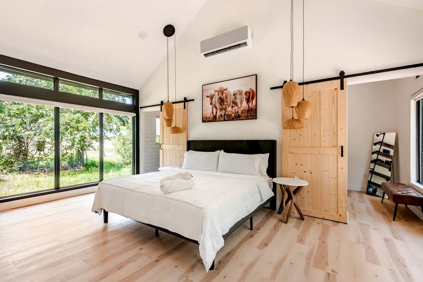 Tranquil Modern Cabin with Friendly Farm Animals & Pond Views Near Cedar Creek, Texas